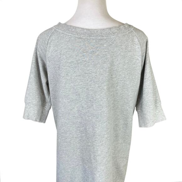 Norma Kamali Gray Pullover V-neck Kangaroo Pocket Sweatshirt Tunic Mini Dress - Picture 5 of 12
